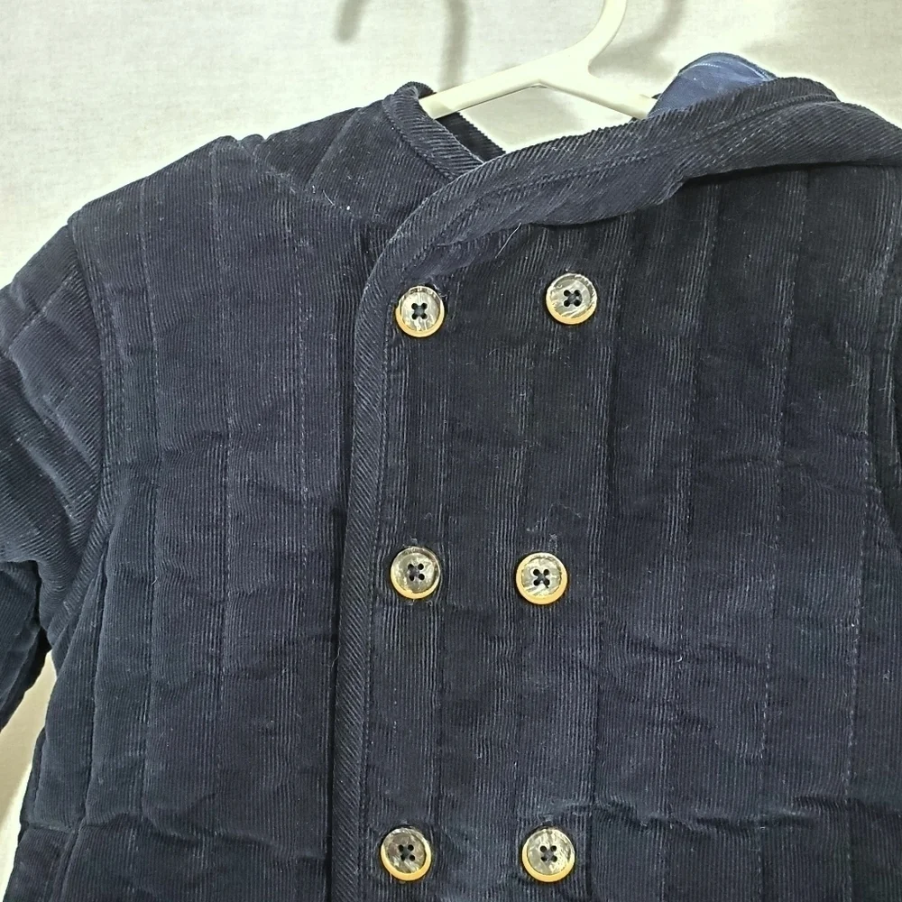 Osh Kosh Navy Blue Quilted Hooded Unisex Coat EUC 2T